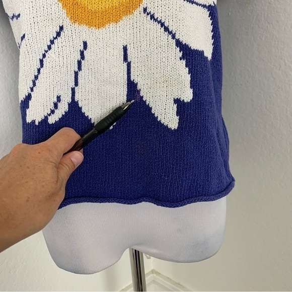 Vintage Jones New York Sport Knit Sweater Top Floral Short Sleeve Flower - Picture 9 of 16